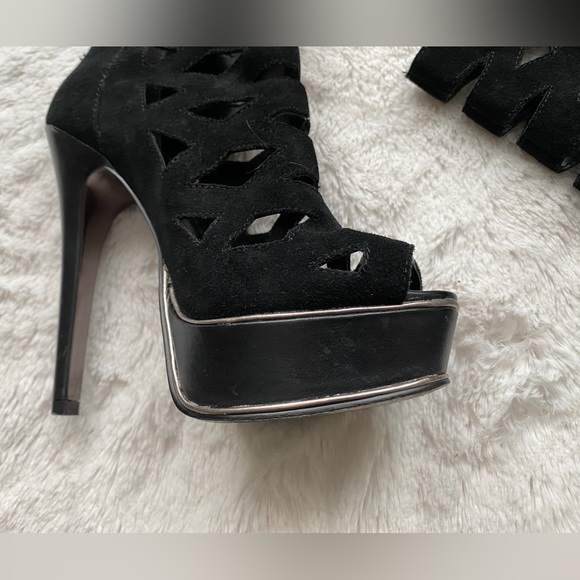 Black Bebe Platform Booties/Heels - Picture 2 of 9